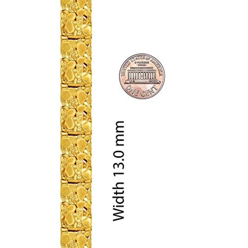 평생 주얼리 13mm 견고한 너겟 링크 팔찌 남성용 및 여성용 24k 골드 도금