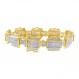 AFFY 1 1/4 캐럿 라운드 컷 화이트 천연 다이아몬드 남성용 팔찌 14k 골드 도금 주얼리(선명도: I2-I3, 색상: I-J, 1.25 Cttw)