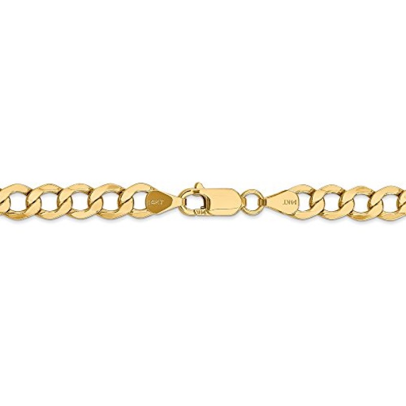 Sonia Jewels 14k 옐로우 골드 6.5mm 커브 쿠바 링크 체인 목걸이 - 안전한 랍스터 잠금 걸쇠 포함