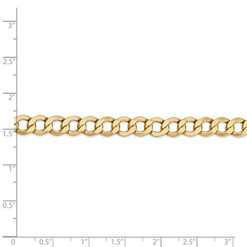 Sonia Jewels 14k 옐로우 골드 6.5mm 커브 쿠바 링크 체인 목걸이 - 안전한 랍스터 잠금 걸쇠 포함