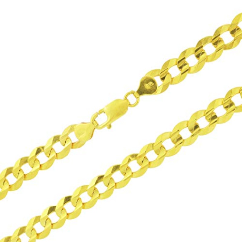 Nuragold 14k 옐로우 골드 10mm 솔리드 쿠바 커브 링크 체인 팔찌, 남성 주얼리 8