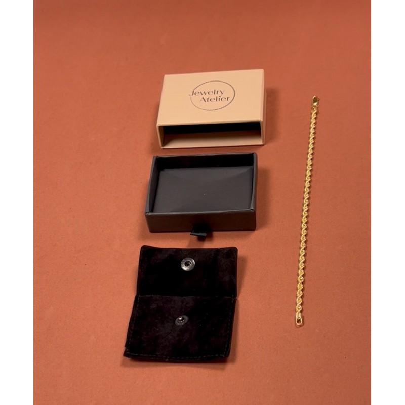 주얼리 아뜰리에 골드 채워진 체인 팔찌 컬렉션 - 다양한 크기(2.7mm, 3.8mm)의 여성 및 남성을 위한 14K 솔리드 옐로우 골드 채워진 로프 체인 팔찌