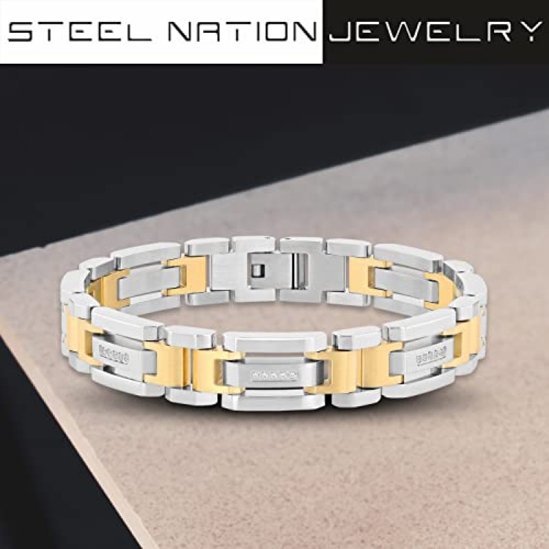 STEEL NATION JEWELRY 남성용 다이아몬드 액센트 팔찌 - 색상 선택