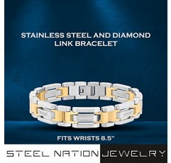 STEEL NATION JEWELRY 남성용 다이아몬드 액센트 팔찌 - 색상 선택