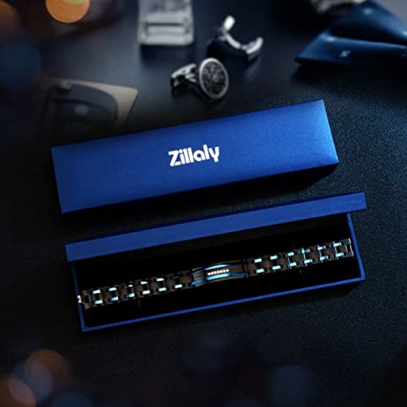 Zillaly 남자 팔찌 2 색 다이아몬드 힙합 보석 선물 생일 보석 선물 남편 남자 친구