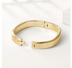 남성용 Jinbaoying Wistic 커프 팔찌 스테인레스 스틸 금속 및 스프링 걸쇠 골드 실버 블랙 도금 Chunky Cuff Bangle Jewelry Gift