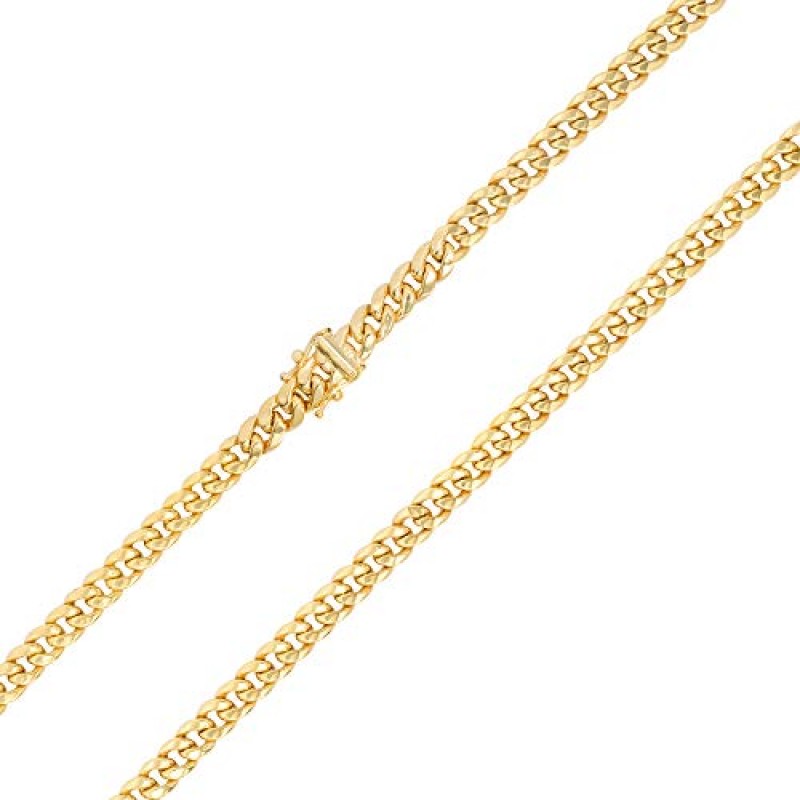 Nuragold 10k 옐로우 골드 5mm 마이애미 쿠바 링크 체인 팔찌, 남성용 여성용 보석함 걸쇠 7