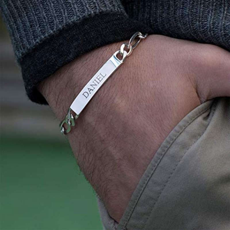MyNameNecklace MYKA - 스털링 실버 925/골드 도금의 맞춤형 시그니처 남성용 ID 팔찌 - 그를 위한 맞춤 주얼리 - 남자친구, 남편을 위한 선물 - 생일, 발렌타인 데이 선물