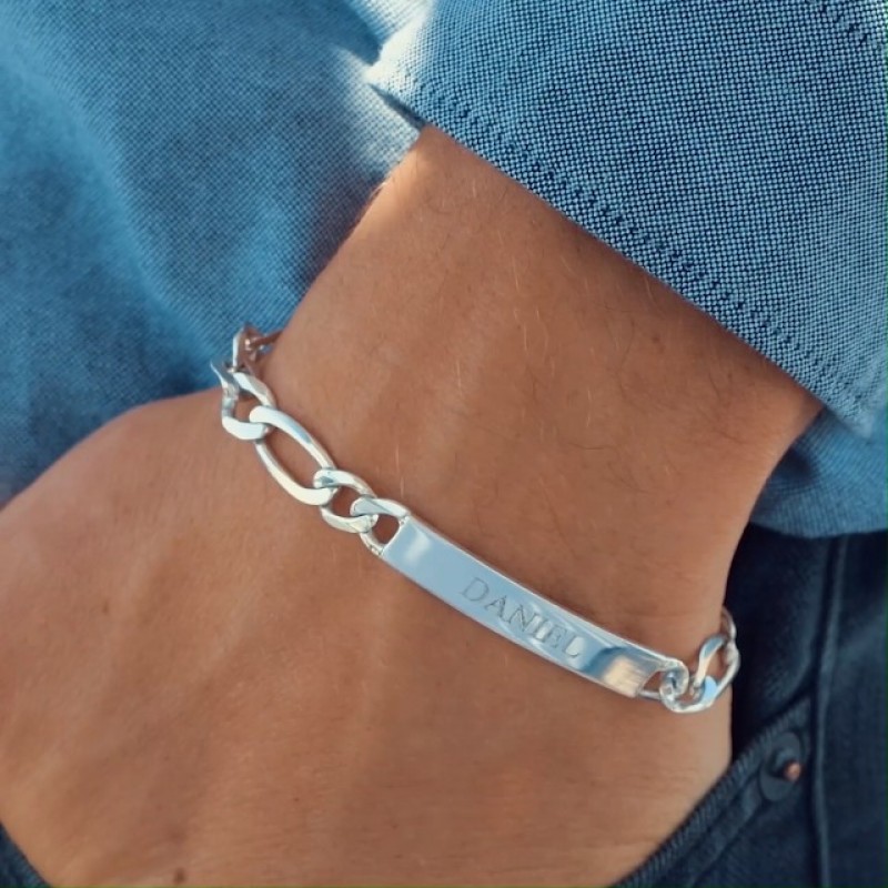 MyNameNecklace MYKA - 스털링 실버 925/골드 도금의 맞춤형 시그니처 남성용 ID 팔찌 - 그를 위한 맞춤 주얼리 - 남자친구, 남편을 위한 선물 - 생일, 발렌타인 데이 선물