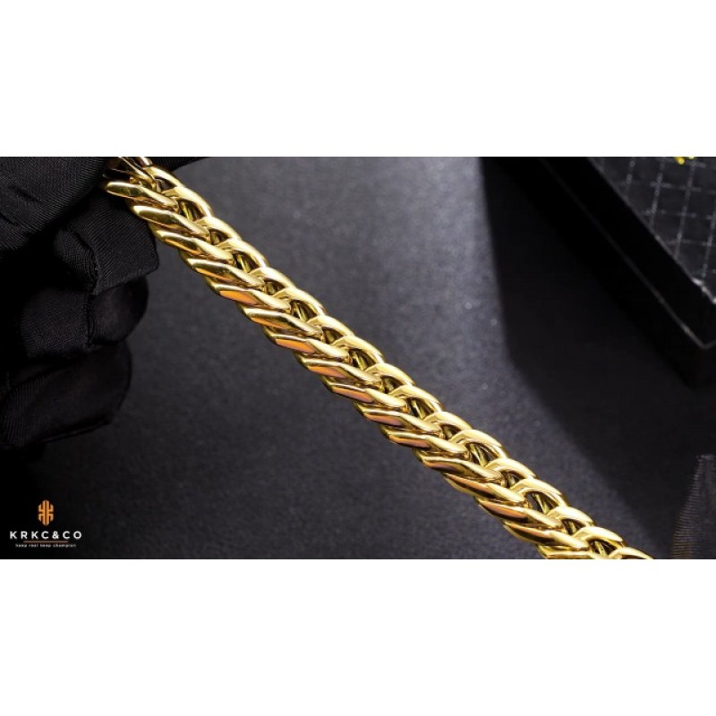 KRKC&CO 10/12/14mm 남성용 쿠바 링크 팔찌, 항 알레르기, 라이온/나침반/크로스 걸쇠, 18k 리얼 골드/화이트 골드, 남성용 내구성 힙합 마이애미 빅 두꺼운 팔찌, 소년, 랩퍼