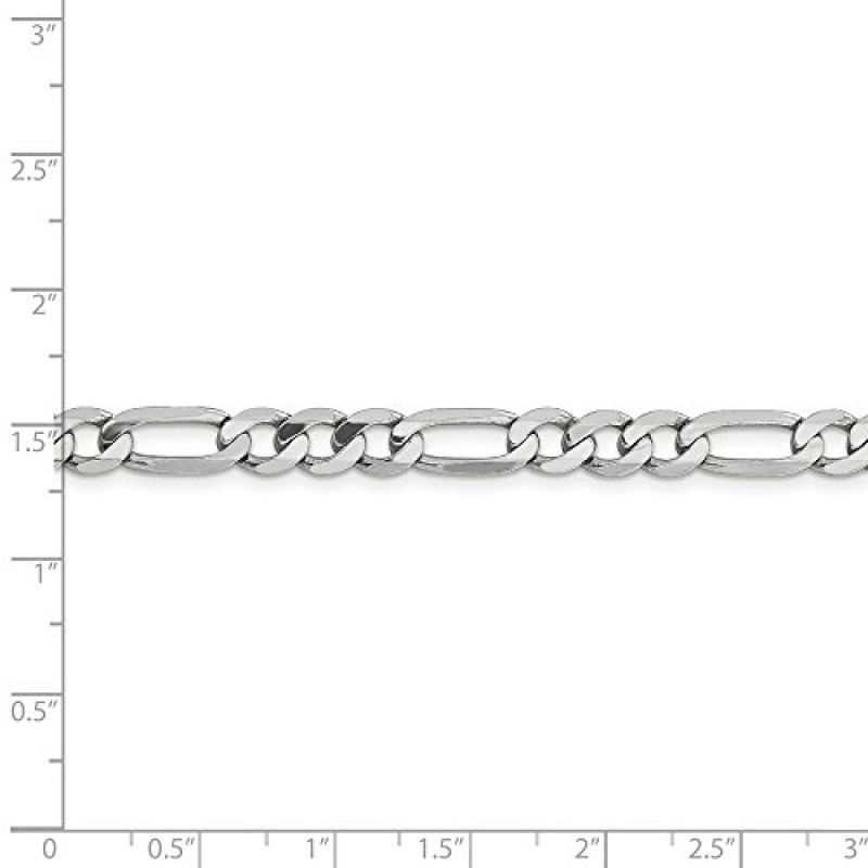 솔리드 14k 화이트 골드 6.0mm 플랫 피가로 링크 팔찌
