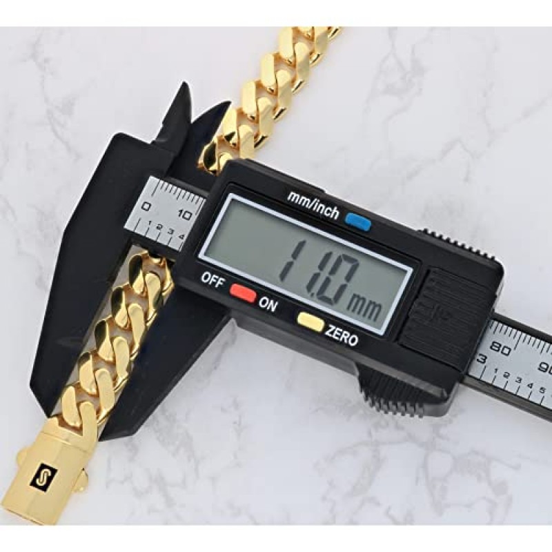 Nuragold 14k 옐로우 골드 11mm 로얄 모나코 마이애미 쿠바 링크 체인 팔찌, 남성용 주얼리 팬시 박스 걸쇠 8