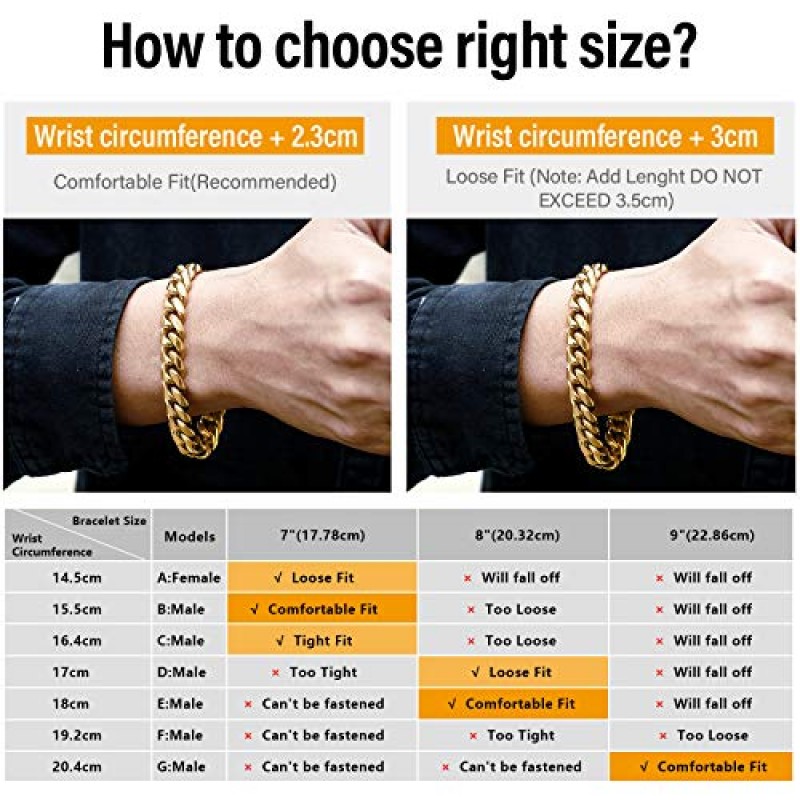 KRKC&CO 남성용 쿠바 링크 팔찌, 12mm/18mm 18k 골드 아이스 아웃 쿠바 커브 링크, 절대 페이딩 없음, 알레르기 없음, 내구성 및 변색 방지 도시 스트리트웨어 남성용 힙합 팔찌