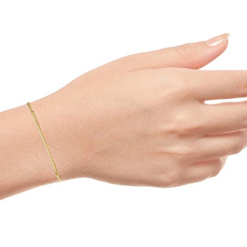 Nuragold 14k 옐로우 골드 3.5mm 솔리드 마이애미 쿠바 링크 체인 팔찌, 남성 여성 주얼리 7