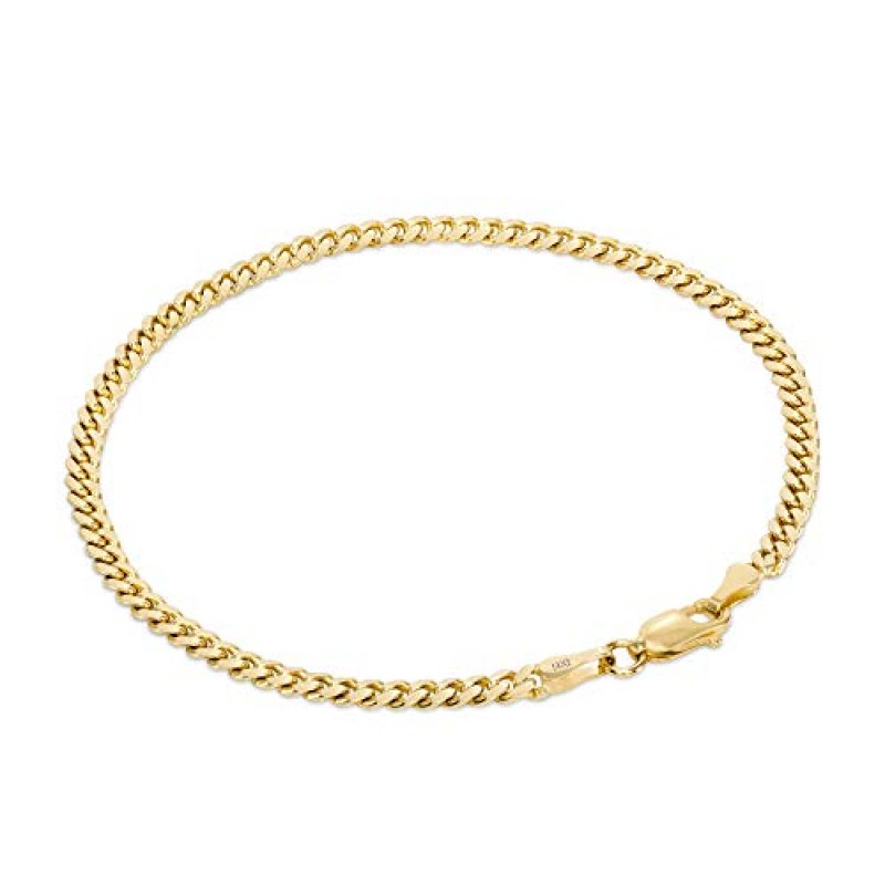 Nuragold 14k 옐로우 골드 3.5mm 솔리드 마이애미 쿠바 링크 체인 팔찌, 남성 여성 주얼리 7