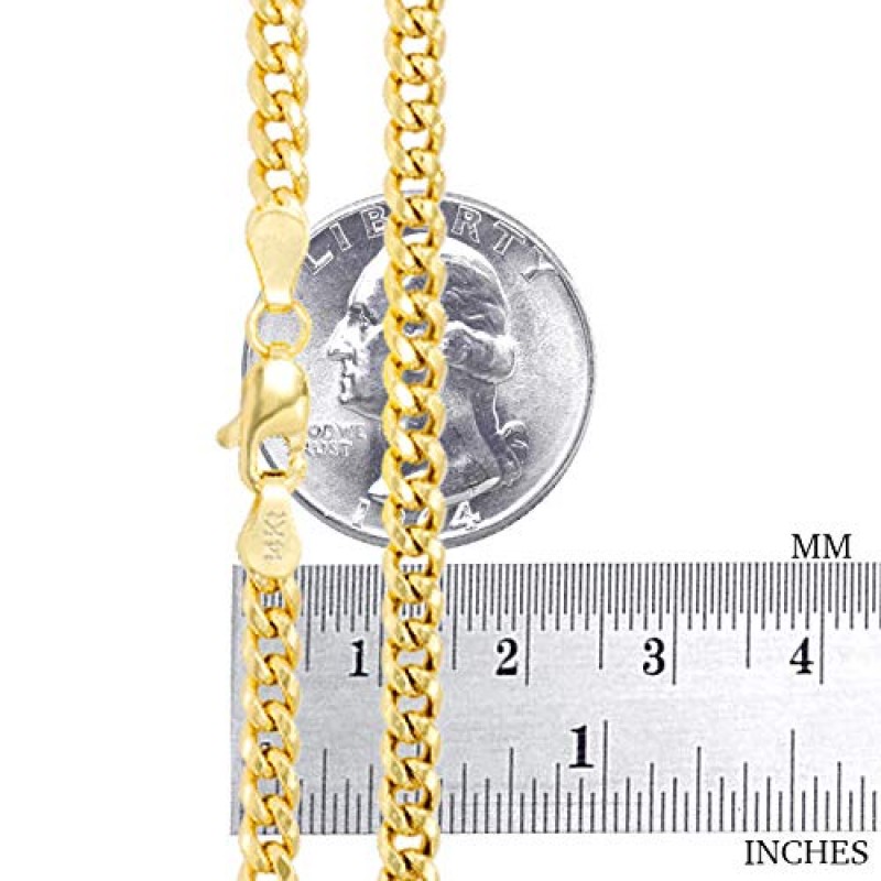 Nuragold 14k 옐로우 골드 3.5mm 솔리드 마이애미 쿠바 링크 체인 팔찌, 남성 여성 주얼리 7