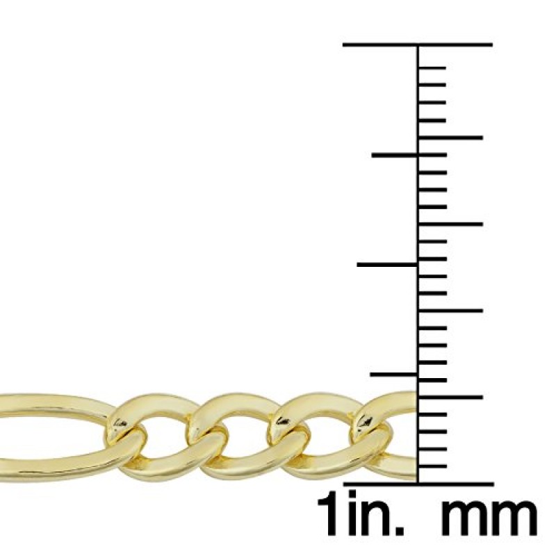 Kooljewelry 14k 옐로우 골드 충전 남성용 솔리드 5.2mm 하이 폴리시 피가로 링크 팔찌(8.5인치)