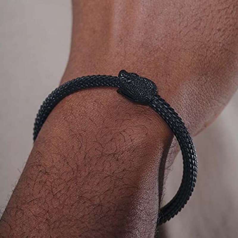 COPPERTIST.WU Ouroboros 팔찌 Bangles 남성용 블랙 쿨 스네이크 팔찌 빈티지 패션 쥬얼리 선물