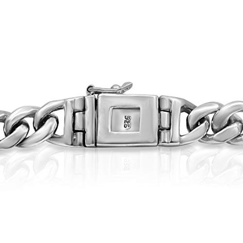 VY JEWELRY 우아한 체인 - 남성용 솔리드 925 스털링 실버 팔찌 및 목걸이 - 사이즈 6