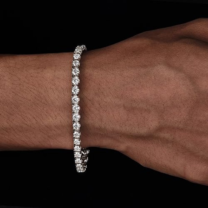 여성용 Moissanite 테니스 팔찌, 18K 화이트/옐로우 골드 도금 스털링 실버 남성용 팔찌 3MM-4MM 실험실에서 신부/생일/발렌타인 데이 선물을 위해 시뮬레이션된 다이아몬드 웨딩 팔찌를 제작했습니다.