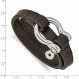 스테인레스 스틸 남성용 갈색 가죽 16인치 랩 걸쇠 팔찌 16"(폭 = 9mm)