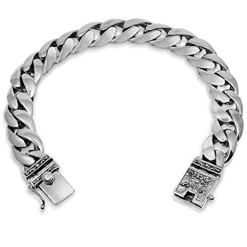 VY JEWELRY 하이 클래스 - 남성용 솔리드 925 스털링 실버 팔찌 - 사이즈 6~11