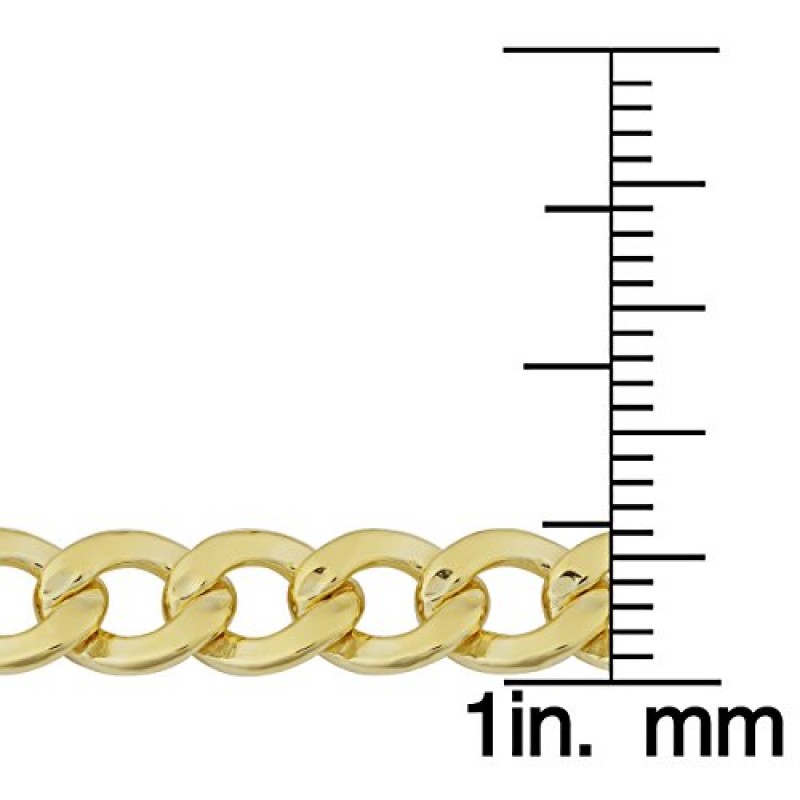 Kooljewelry 14k 옐로우 골드 충전 하이 폴리쉬 마이애미 쿠바 커브 링크 체인 팔찌(6mm, 8.5인치)