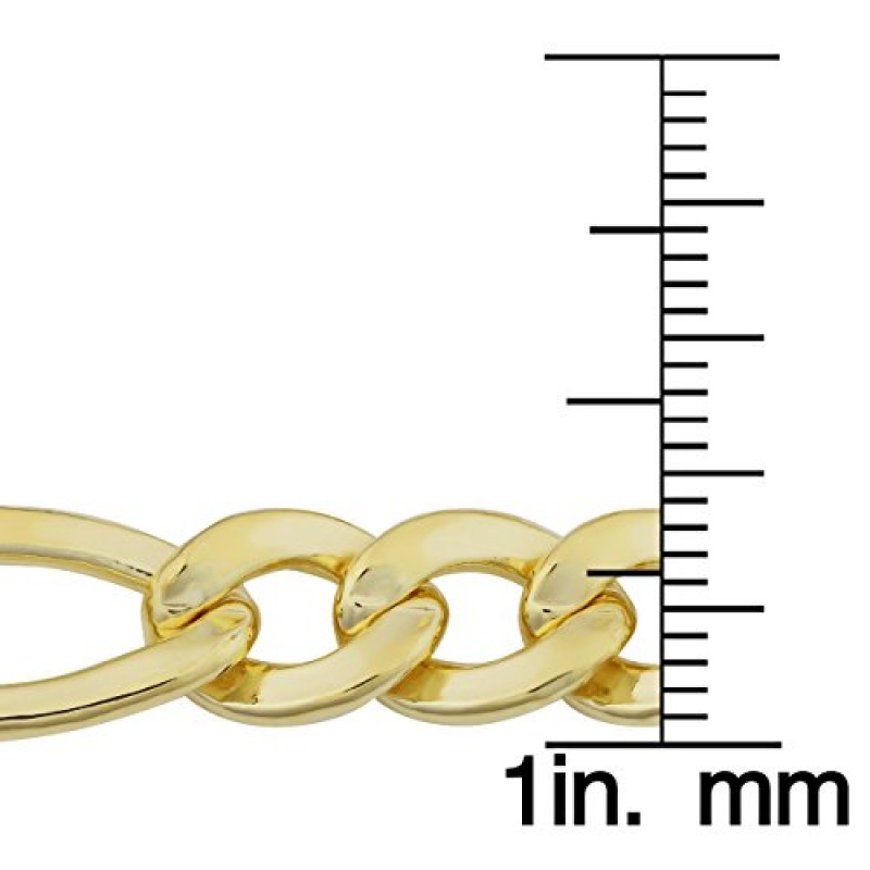 Kooljewelry 14K 옐로우 골드 충전 남성용 솔리드 하이 폴리시 피가로 링크 팔찌(8.6mm, 9인치)