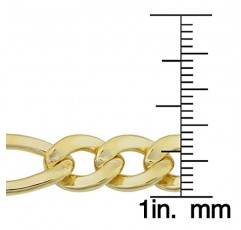 Kooljewelry 14K 옐로우 골드 충전 남성용 솔리드 하이 폴리시 피가로 링크 팔찌(8.6mm, 9인치)