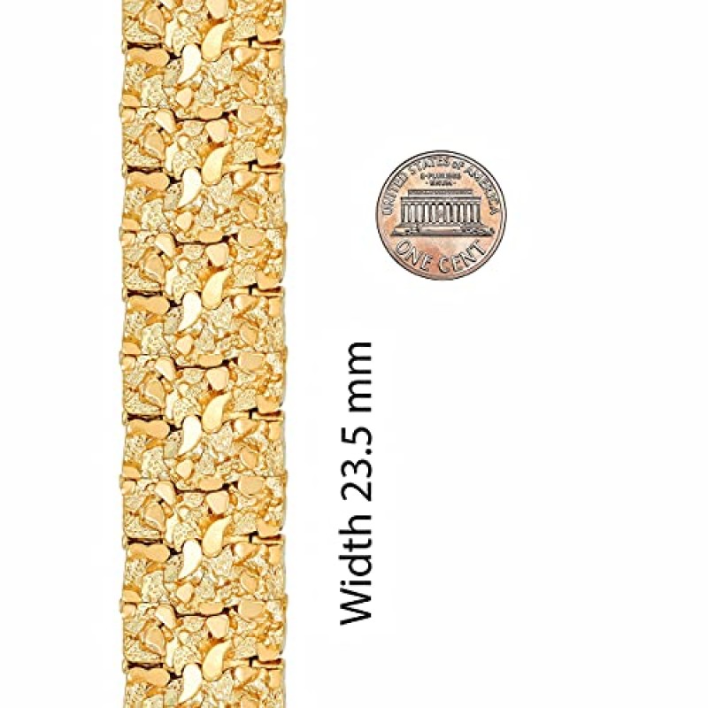 평생 주얼리 23mm 견고한 너겟 링크 팔찌 남성용 및 여성용 24k 골드 도금