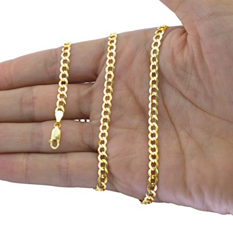 Nuragold 14k 옐로우 골드 5mm 솔리드 쿠바 커브 링크 체인 팔찌 또는 발찌, 남성 여성 주얼리 8