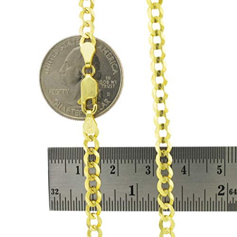 Nuragold 14k 옐로우 골드 5mm 솔리드 쿠바 커브 링크 체인 팔찌 또는 발찌, 남성 여성 주얼리 8