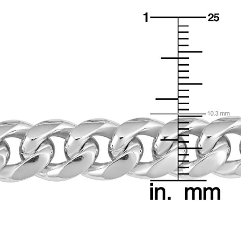 Kooljewelry 남성용 스털링 실버 마이애미 쿠바 링크 팔찌(10.3mm, 8.5인치)