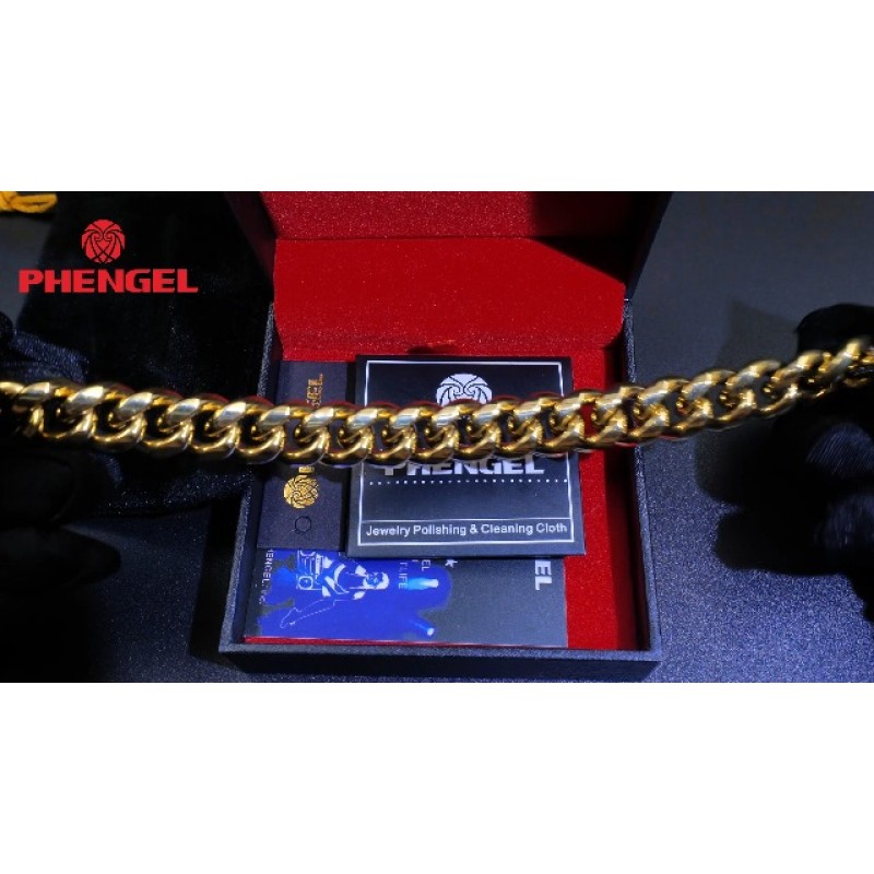 남성용 PHENGEL 쿠바 링크 커브 팔찌, 14K 골드/화이트 골드 마이애미 남성용 팔찌, 남성용 내구성 있는 도시 스트리트웨어 힙합 팔찌, 당사의 크기는 다음과 같습니다: 7.5