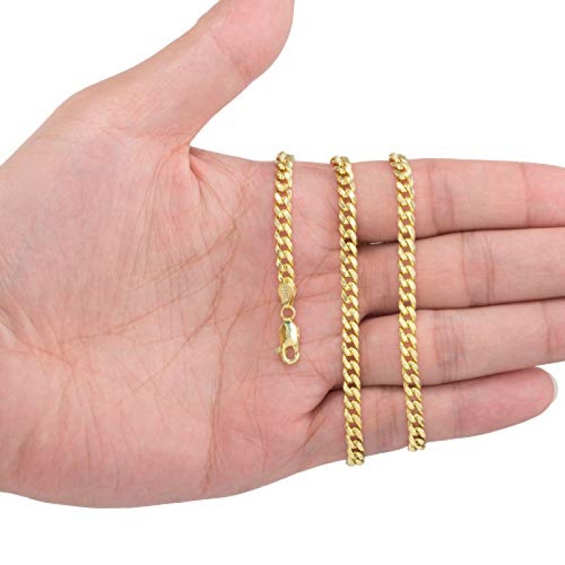 Nuragold 14k 옐로우 골드 4.5mm 마이애미 쿠바 링크 체인 팔찌, 남성 여성 주얼리 7