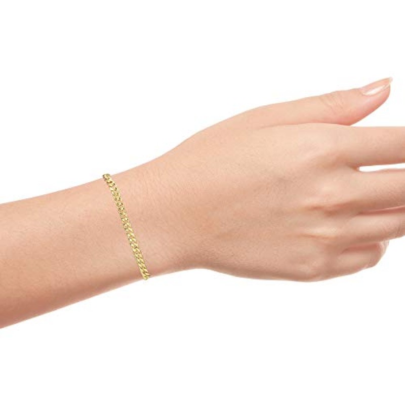 Nuragold 14k 옐로우 골드 4.5mm 마이애미 쿠바 링크 체인 팔찌, 남성 여성 주얼리 7