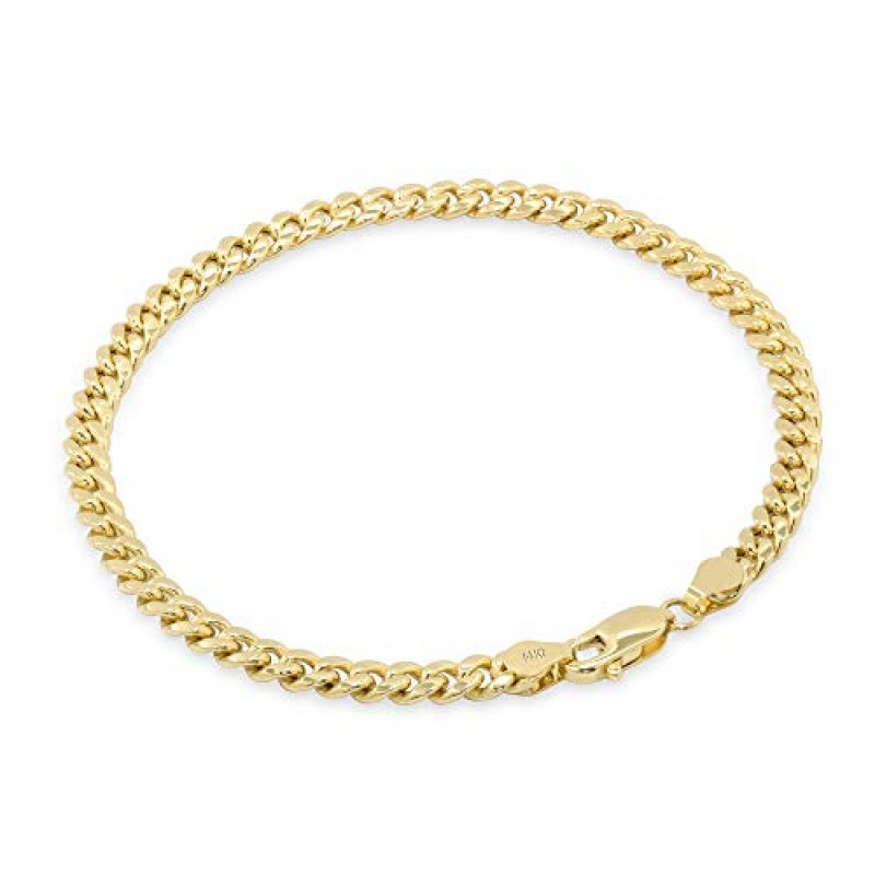 Nuragold 14k 옐로우 골드 4.5mm 마이애미 쿠바 링크 체인 팔찌, 남성 여성 주얼리 7