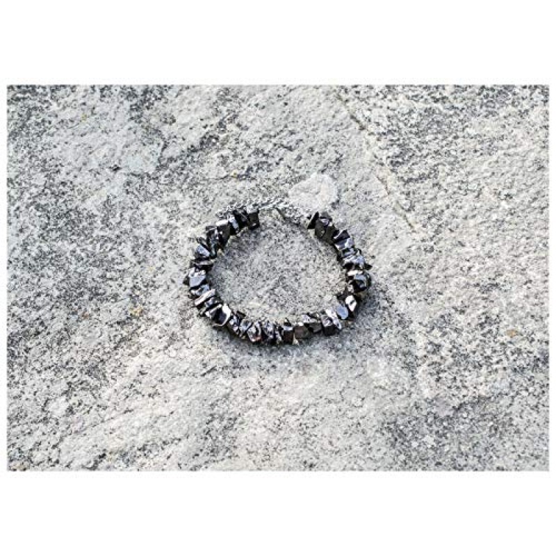 Wallystone Gems 남성 및 여성을 위한 프리미엄 Shungite Noble 엘리트 팔찌 루트 차크라 균형 및 접지를 위한 중화기 5G/Wi-Fi - 지구상의 다른 어떤 광물보다 우수함