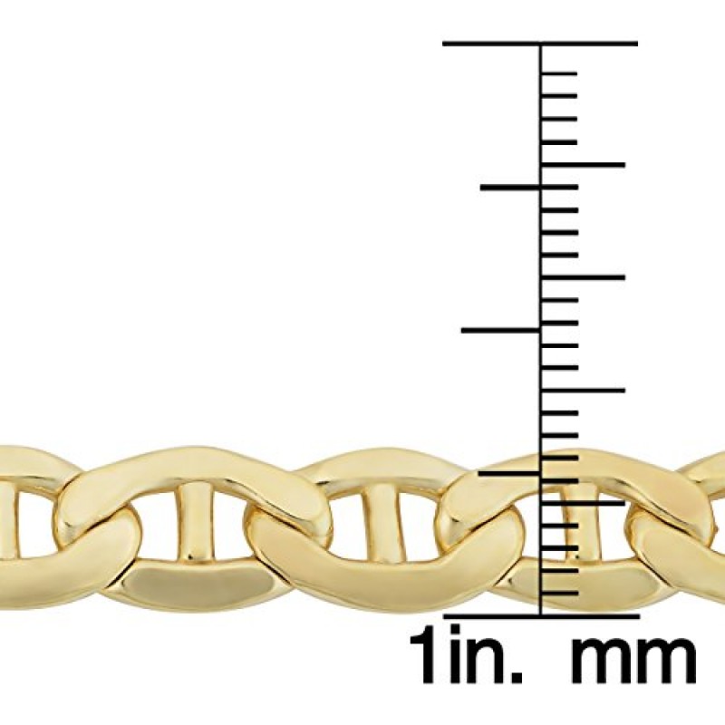 Kooljewelry 남성용 14k 옐로우 골드 필드 마리너 링크 체인 팔찌(7.8mm, 9인치)