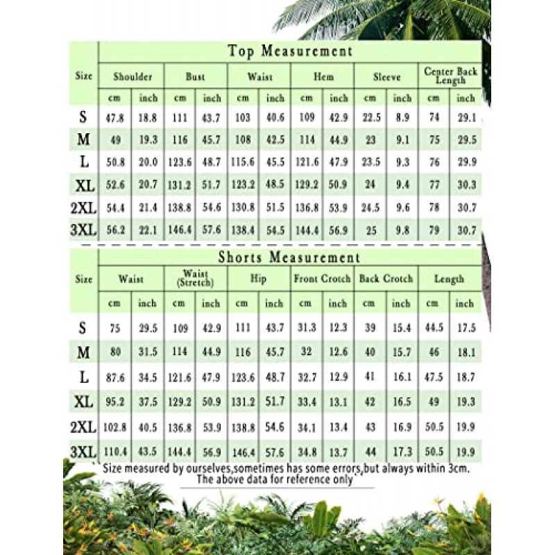 COOFANDY 남성 하와이 매칭 세트 여름 해변 2피스 복장 꽃 셔츠와 반바지