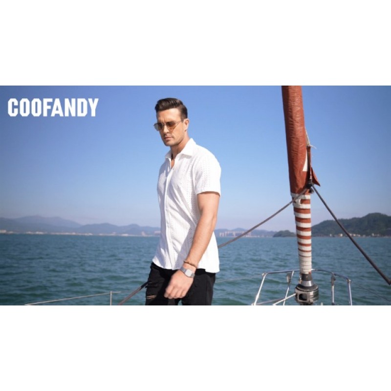 COOFANDY Mens 버튼 다운 비치 셔츠 반팔 캐주얼 휴가 셔츠 여름 열대 셔츠상의