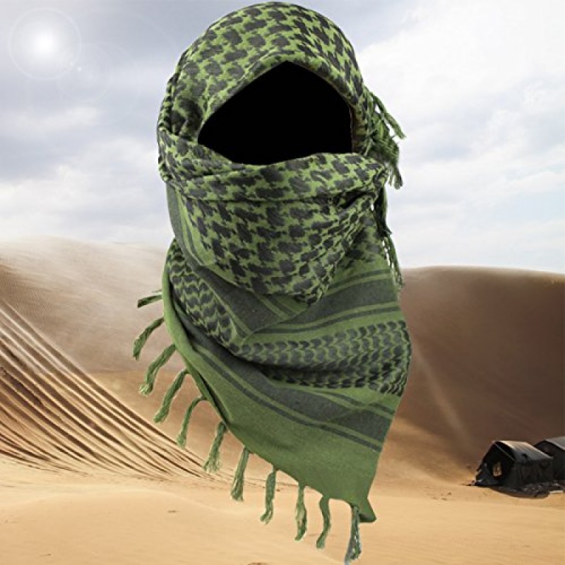 무료 군인 스카프 군사 Shemagh 전술 사막 Keffiyeh 머리 목 스카프 술과 아랍 랩 43x43 인치