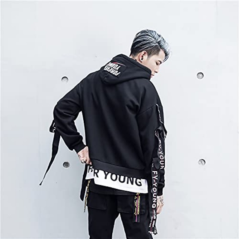 DUDHUH Mens 까마귀 패션 풀오버 편지 인쇄 Tracksuit Techwear 캐주얼 코트 힙합 운동복