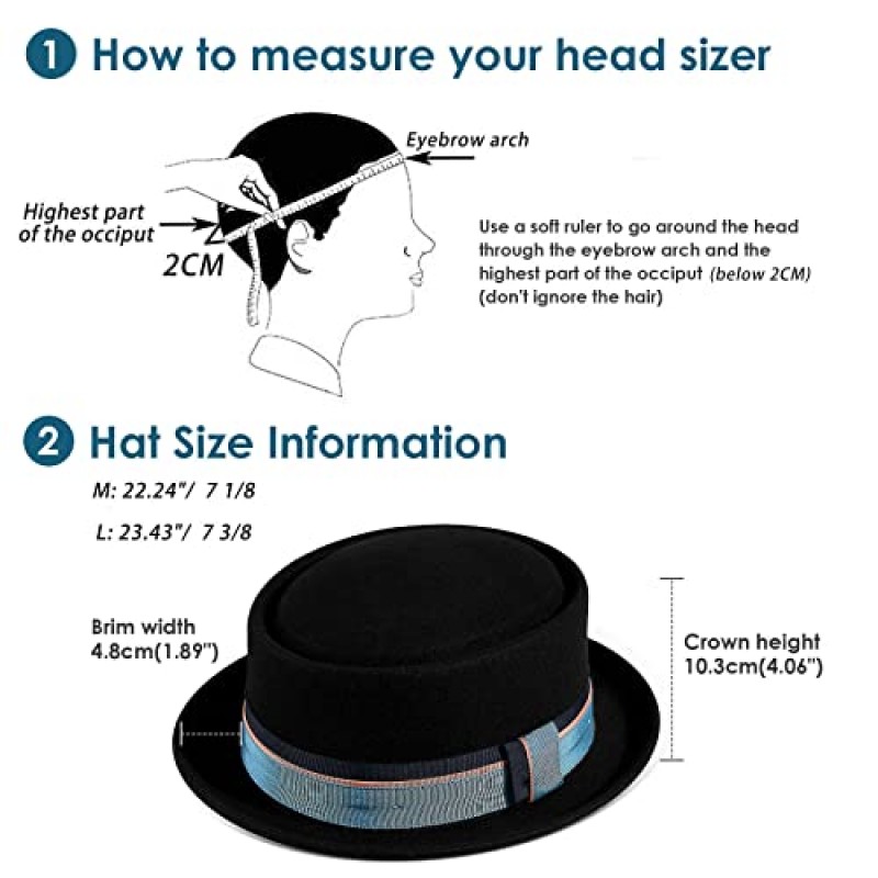 남성 여성 분쇄 가능한 돼지고기 파이 페도라 모자 100% 순수 양모 빈티지 스타일 돼지고기 모자에는 활이 달린 그로그랭 리본이 장착되어 있습니다.