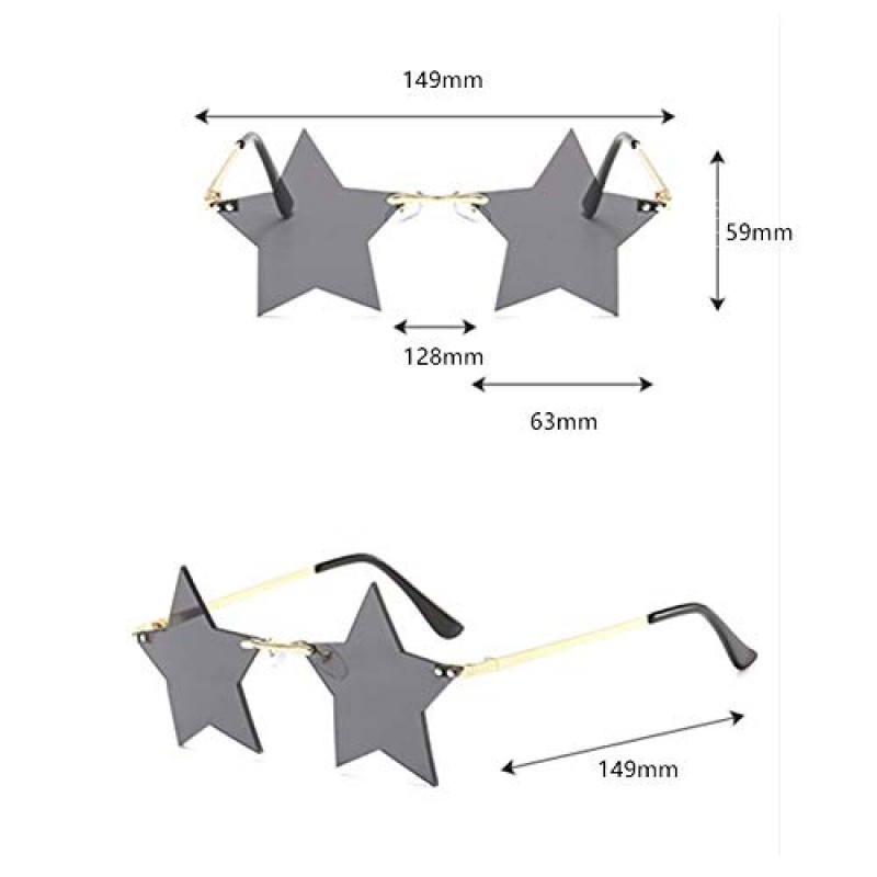 ENTHYI 무테 별 모양 선글라스 성격 선글라스 여성/남성용 파티 안경 성격 오각형 안경