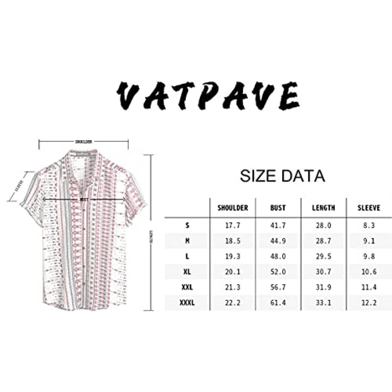 VATPAVE 남성용 여름 열대 셔츠 반소매 버튼 다운 알로하 하와이안 셔츠