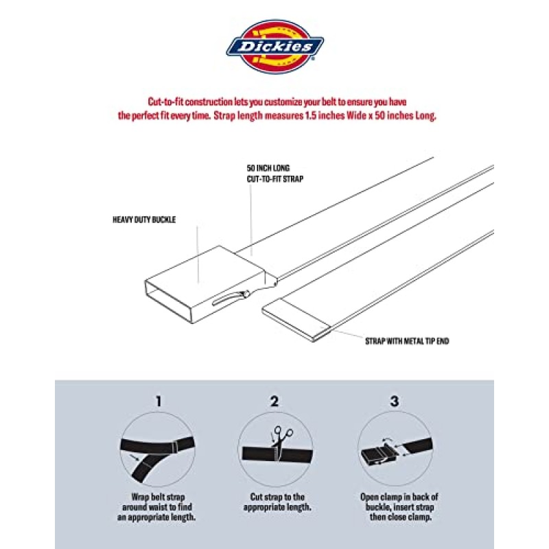 Dickies 밀리터리 로고 버클이 있는 남성용 코튼 웹 벨트