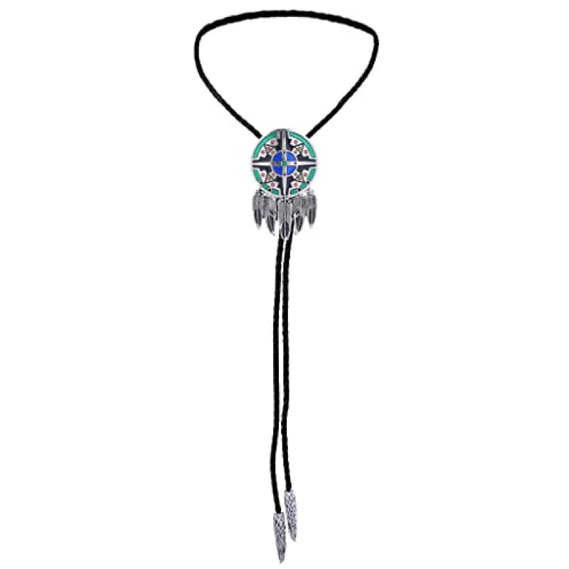 Bolo Tie Dreamcatcher 인도 깃털 서부 카우보이 넥타이 의상 액세서리 남성 여성을위한