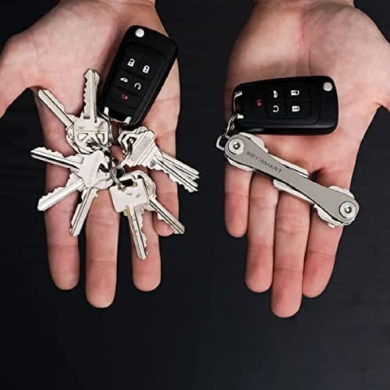 KeySmart 컴팩트 미니멀리스트 포켓 크기 키 홀더 및 키 정리함, 확장 나사 포함, EDC 키 캐리어(8키, 티타늄)