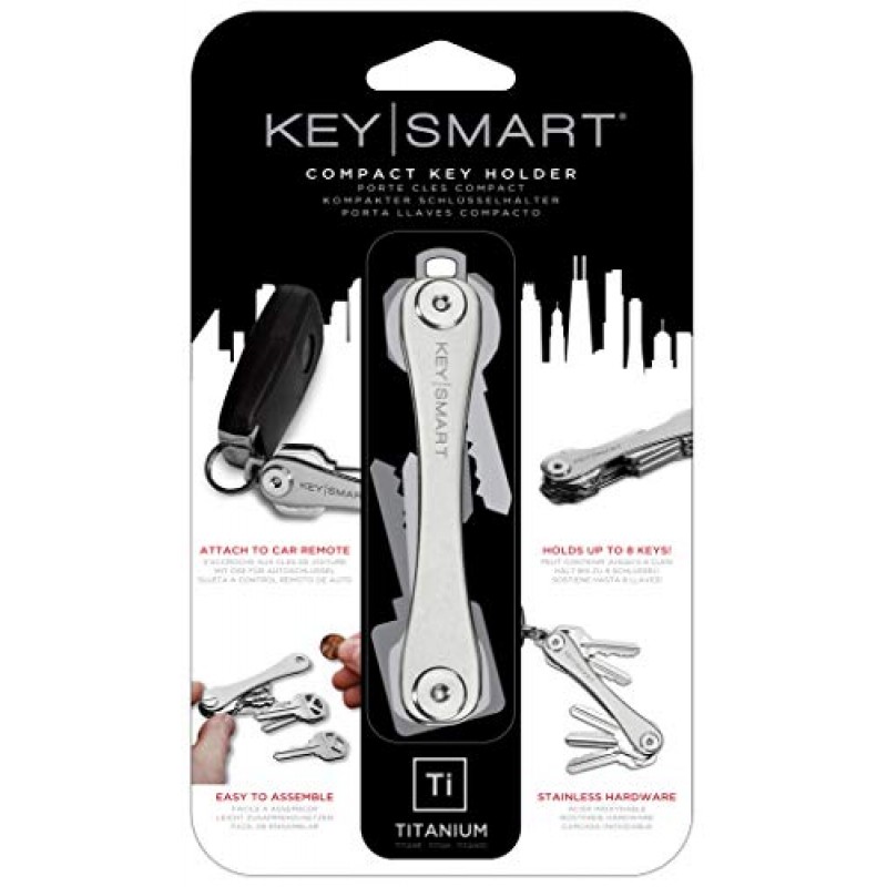 KeySmart 컴팩트 미니멀리스트 포켓 크기 키 홀더 및 키 정리함, 확장 나사 포함, EDC 키 캐리어(8키, 티타늄)